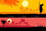 Tropical Beach Daytime and Nighttime Background